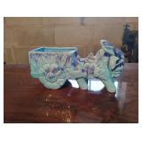 Vintage donkey and cart planter