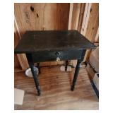 27x29x22 black vintage table with drawer