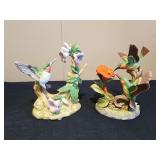 Porcelain bisque hummingbird figures 6" tall