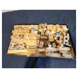 Vintage wooden stamps numbers letters