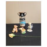 8" Greek vase made in Greece, seashell rose,