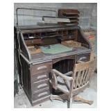 Antique Roll Top Desk & Chair