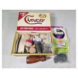 Cigar Box w/ Vintage Fishing Supplies & Wooden