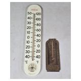 Sunbeam Thermometer & Vintage Rusted Thermometer