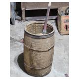 Vtg 17" Wooden Barrel w/ Contents