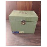 Green metal portable file box 12.5 x 10 x 9