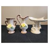 Vintage lusterware japan raised yellow flower