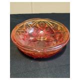 Vintage Jeannette Amberina Patterned Glass Footed
