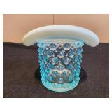 Fenton Blue Opalescent Glass Hobnail Footed