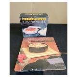 Microwave bowls and wooden trivet