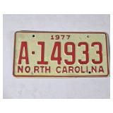 Vintage 1977 North Carolina Liscense Plate