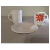 Vintage Fire-King coffee cups and a saucer