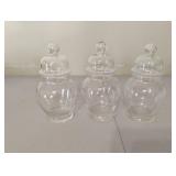 Vintage decorative round glass canisters with