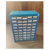 Metal organizer with cross stitch yarn 12 x 16 x