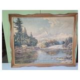 Framed Landscape Pring by Fredrick D. Oddan 30ï¿½"