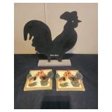 Chicken shaped Chalk board, 2 resin Chicken light