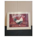 16x12 Glass cutting board poultry design