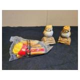 Owl salt and pepper shakers. Food magnets