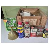 Wooden Box w/ Garage Supplies