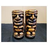 Vintage Tiki salt and pepper shakers 4.75" tall