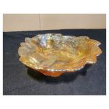 Mid Century Marigold Leaf Carnival Glass Candy