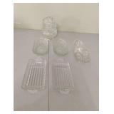 Vintage glass oval serving bowls and a candle