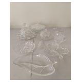 Vintage glass candy bowl with lid, round cheeses