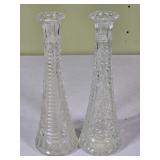 2 Vtg Anchor Hocking Star & Bars 9" Clear Bud