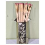 Vtg Metal Long Match Holder