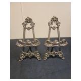 2 Vintage 7.5" Ornate Brass Display Easel Picture