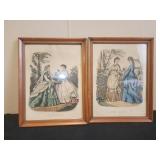 Two 10x13 Antique La Mode Illustree Paris Fashion