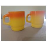 Vintage Fire-King yellow-orange mugs. Set of 2