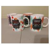 Clay Art det of 4 decorative coffee cups 4" tall