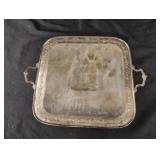 Silver plated tray with E engraved 9.5 x 9.5 Silver plated tray with E engraved 9.5 x 9.5