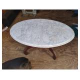 Vintage oval wood coffee table with marble top 34 Vintage oval wood coffee table with marble top 34