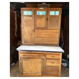 Hoosier Cabinet with Beautiful Stained Glass, Hoosier Cabinet with Beautiful Stained Glass,