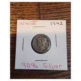 1942 Mercury Dime Winged Liberty Head Dime. US 1942 Mercury Dime Winged Liberty Head Dime. US