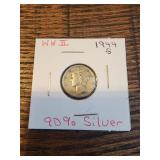 1944 S Mercury Dime Winged Liberty Head Dime. 90% 1944 S Mercury Dime Winged Liberty Head Dime. 90%