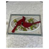 Painted Glass Faux Stained Glass Cardinal Art Painted Glass Faux Stained Glass Cardinal Art