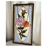 Stained Glass Framed Piece with Mounting Chain Stained Glass Framed Piece with Mounting Chain