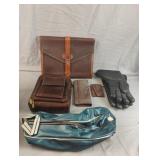 Leather bags and gloves Leather bags and gloves
