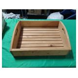 Handled wood tray 21 x 6.5 x 17 Handled wood tray 21 x 6.5 x 17