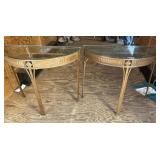 Pair Glass Top Half Tables 30� Tall- 34� Width - Pair Glass Top Half Tables 30� Tall- 34� Width -