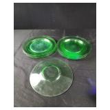 Nine 7" depression glass uranium Green plates Nine 7" depression glass uranium Green plates