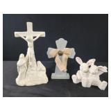Ceramic Calvary Scene 8� Jesus On Cross , blue Ceramic Calvary Scene 8� Jesus On Cross , blue