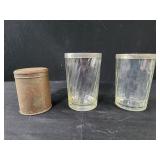 Square snuff tin. Helmet snuff glass jars, Square snuff tin. Helmet snuff glass jars,