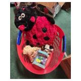 Lady bug pillow, furby, doll, stuffed animal in