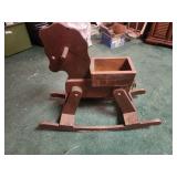 Wooden rocking horse planter 27" tall