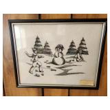 12x9 framed embroidery winter