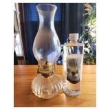 13" vintage Clear Glass Hurricane lamp and lamp